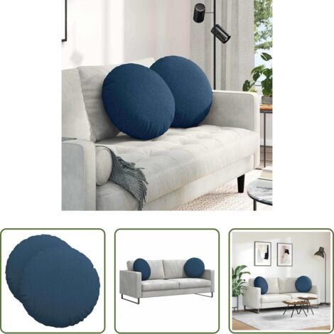 vidaXL Cuscini per camera da letto -  Cuscini per Seduta 2 pcs Blu Ø50 x 19 cm Tessuto