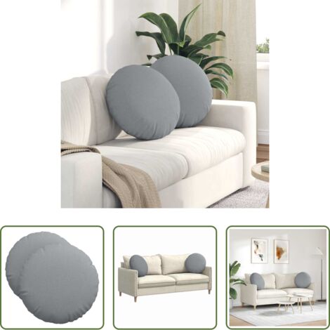 vidaXL Cuscini per camera da letto -  Cuscini per Seduta 2 pcs Grigio chiaro Ø50 x 19 cm Tessuto