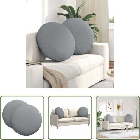 vidaXL Cuscini per camera da letto -  Cuscini per Seduta 2 pcs Grigio chiaro Ø80 x 29 cm Tessuto