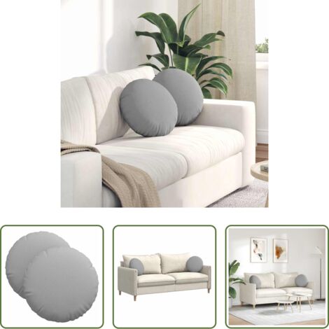 vidaXL Cuscini per camera da letto -  Cuscini per Seduta 2 pcs Grigio Nuvola Ø40 x 13 cm Tessuto