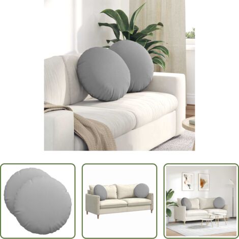 vidaXL Cuscini per camera da letto -  Cuscini per Seduta 2 pcs Grigio Nuvola Ø50 x 19 cm Tessuto