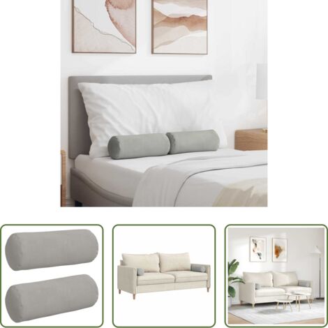 vidaXL Cuscini per divano -  Cuscini a rullo 2 pcs Grigio chiaro Ø 15 x 40 cm