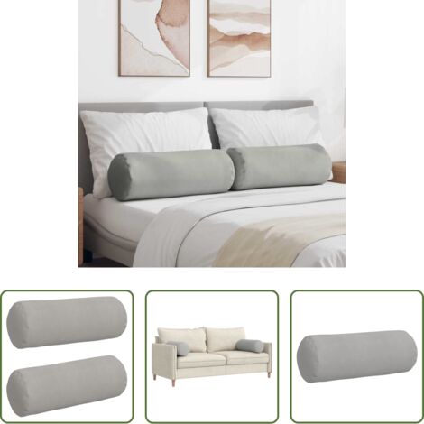 vidaXL Cuscini per divano -  Cuscini a rullo 2 pcs Grigio chiaro Ø 25 x 70 cm