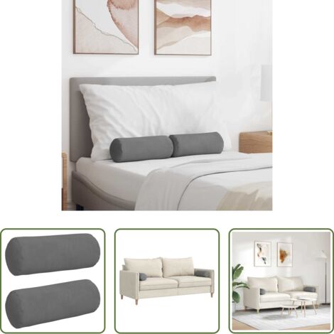 vidaXL Cuscini per divano -  Cuscini a rullo 2 pcs Grigio scuro Ø 15 x 40 cm