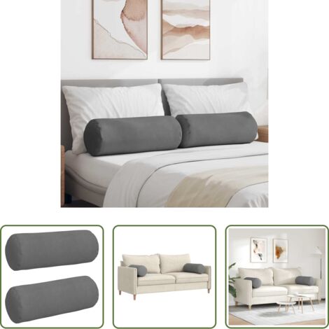 vidaXL Cuscini per divano -  Cuscini a rullo 2 pcs Grigio scuro Ø 25 x 70 cm