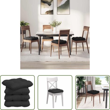 vidaXL Cuscini per divano -  Cuscini per Seduta 4 pcs Nero 40 x 40 cm Tessuto in Microfibra