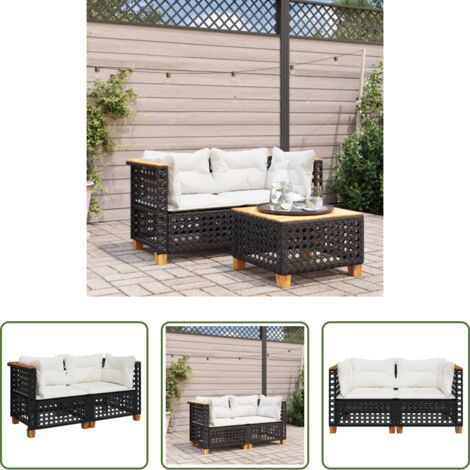 vidaXL Cuscini per divano -  Divani Angolari da Giardino con Cuscini 2pz Polyrattan Nero