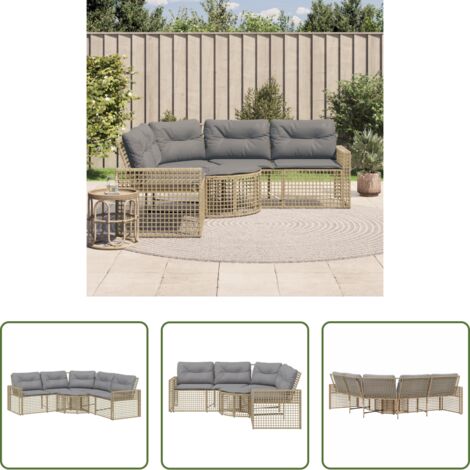 vidaXL Cuscini per divano - Divano da Giardino a L con Cuscini e Pouf Beige in Polyrattan