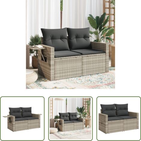 vidaXL Cuscini per divano -  Divano da Giardino con Cuscini 2 Posti Grigio Chiaro Polyrattan