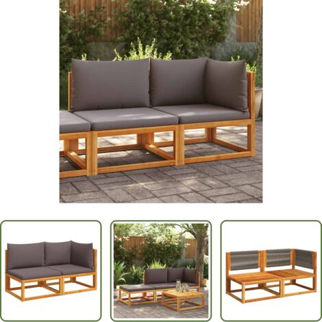 vidaXL Cuscini per divano -  Divano da giardino con cuscini 2 posti in legno di acacia e corda