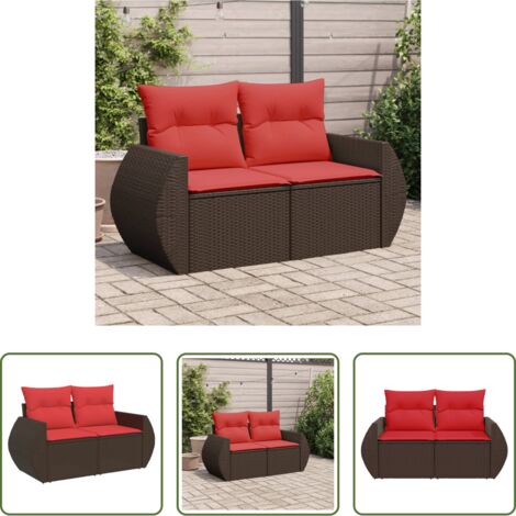 vidaXL Cuscini per divano -  Divano da giardino con cuscini a 2 posti marrone in polyrattan