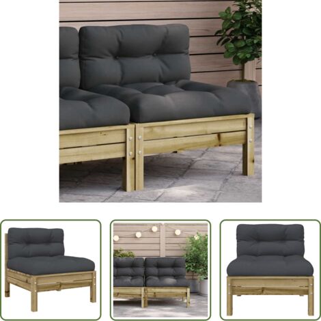vidaXL Cuscini per divano -  Divano Giardino Senza Braccioli Cuscini Legno Pino Impregnato