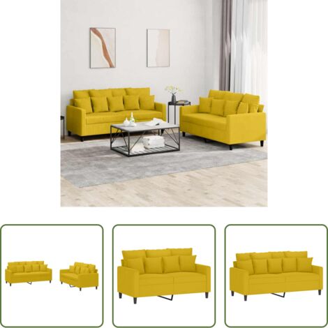 vidaXL Cuscini per divano -  Set di Divani 2 pz con Cuscini giallo in Velluto