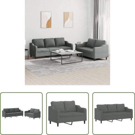 vidaXL Cuscini per divano -  Set di Divani 2 pz con Cuscini Grigio Scuro in Tessuto