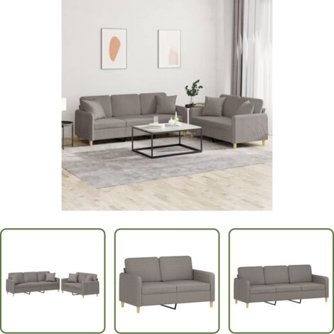vidaXL Cuscini per divano -  Set Divani 2 pz con Cuscini Tortora in Tessuto