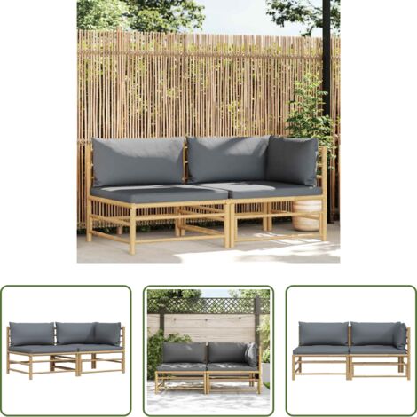 vidaXL Cuscini per divano -  Set Divani da Giardino 2 pz con Cuscini Grigio Scuro in Bambù