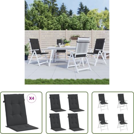 vidaXL Cuscini per esterno -  Cuscini per Sedie 4 pz Neri 120x50x3 cm in Tessuto