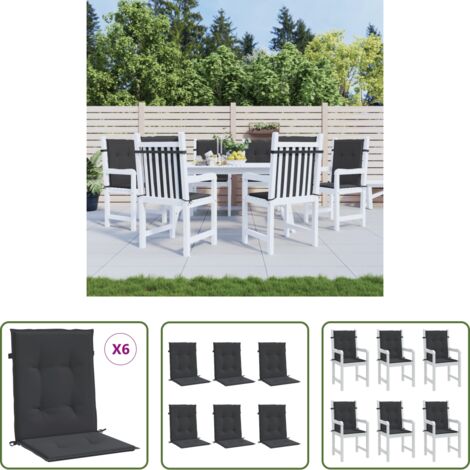 vidaXL Cuscini per giardino -  Cuscini per Sedia 6 pz Neri 100x50x3 cm in Tessuto Oxford