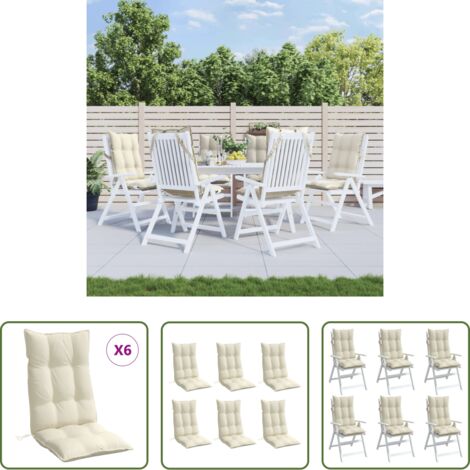 vidaXL Cuscini per giardino -  Cuscini per Sedia con Schienale Alto 6 pz Crema Tessuto Oxford