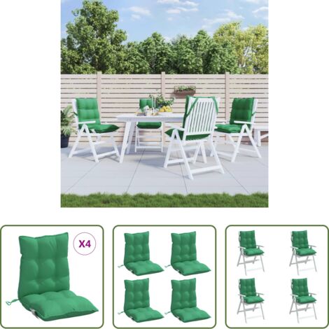 vidaXL Cuscini per giardino -  Cuscini per Sedia Schienale Basso 4 pz Verdi in Tessuto Oxford