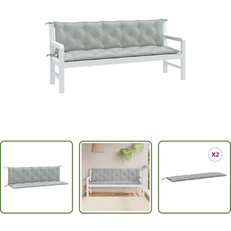 vidaXL Cuscini per panca -  Cuscini Panca Giardino 2pz Grigio Chiaro Mélange 180x50x7 cm