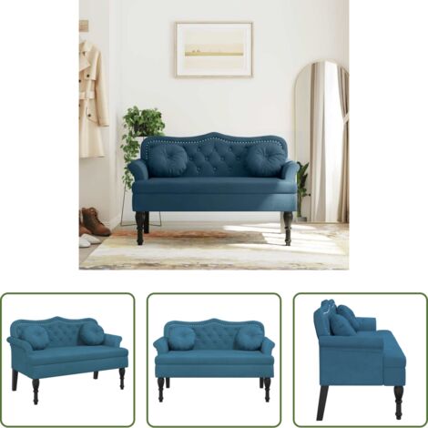 vidaXL Cuscini per panca -  Panca con Cuscini Blu 120,5x65x75 cm in Velluto