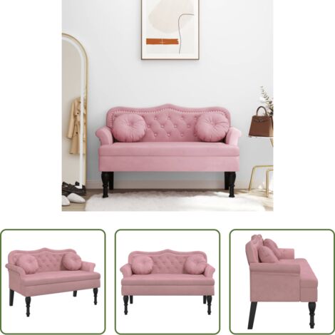 vidaXL Cuscini per panca -  Panca con Cuscini Rosa 120,5x65x75 cm in Velluto