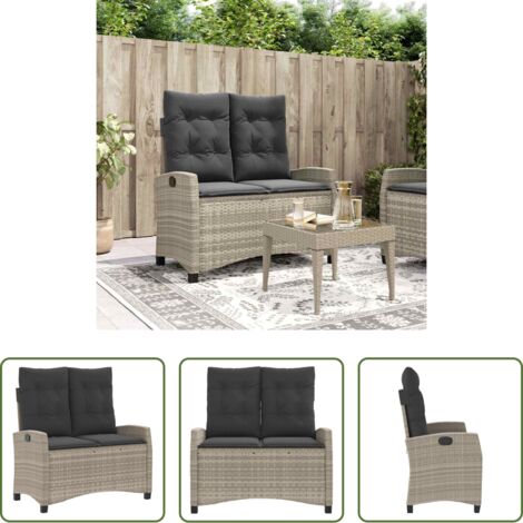 vidaXL Cuscini per panca -  Panca Reclinabile Giardino con Cuscini Grigio Chiaro Polyrattan