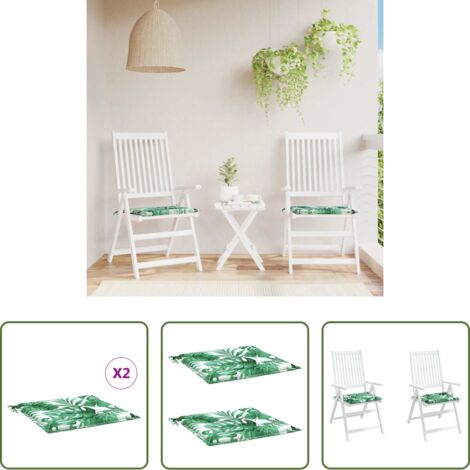 vidaXL Cuscini per patio - Cuscini per Sedia 2 pz Motivo a Foglie 50x50x4 cm in Tessuto
