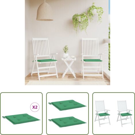vidaXL Cuscini per patio -  Cuscini per Sedia 2 pz Verdi 50x50x4 cm in Tessuto Oxford