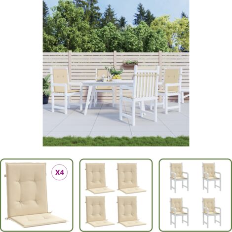 vidaXL Cuscini per patio -  Cuscini per Sedia 4 pz Beige 100x50x3 cm in Tessuto Oxford
