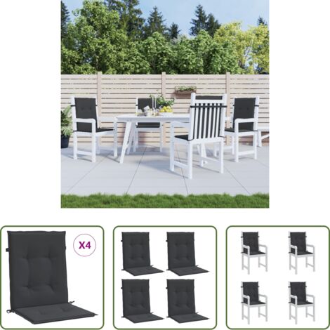 vidaXL Cuscini per patio -  Cuscini per Sedia 4 pz Neri 100x50x3 cm in Tessuto Oxford
