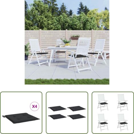 vidaXL Cuscini per patio -  Cuscini per Sedia 4 pz Neri 40x40x4 cm in Tessuto Oxford