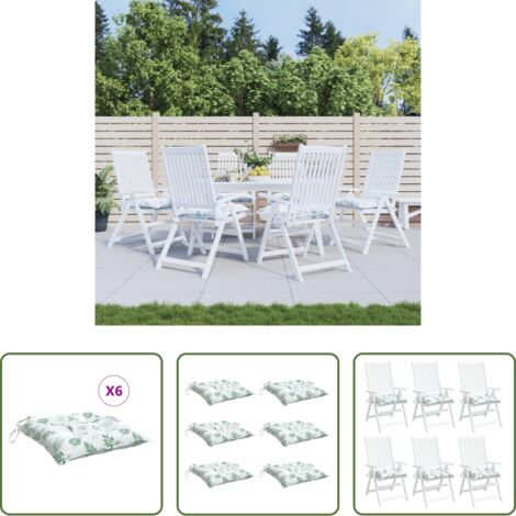 vidaXL Cuscini per patio -  Cuscini per Sedia 6 pz a Foglie 50x50x7 cm Tessuto Oxford