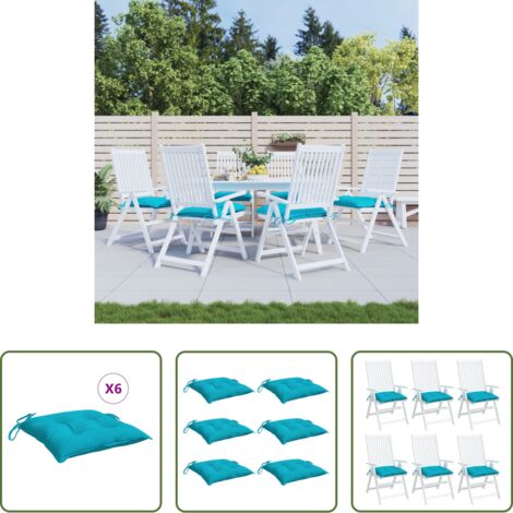 vidaXL Cuscini per patio -  Cuscini per Sedia 6 pz Turchese 40x40x7 cm in Tessuto