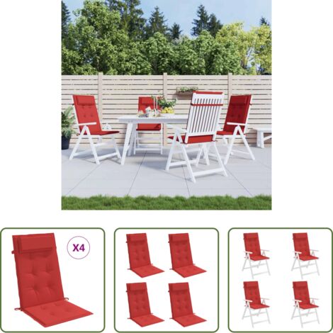 vidaXL Cuscini per patio -  Cuscini per Sedia con Schienale Alto 4 pz Rosso Tessuto Oxford