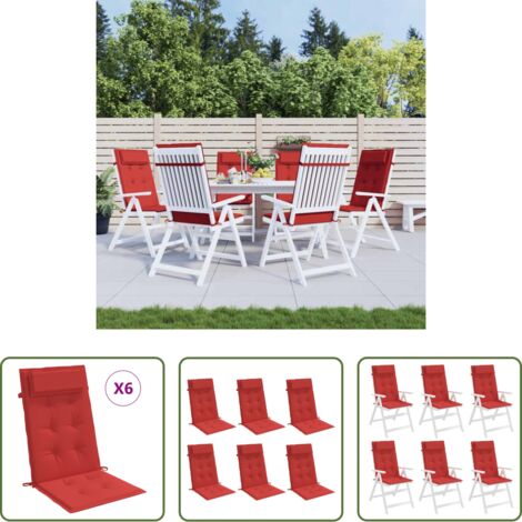 vidaXL Cuscini per patio -  Cuscini per Sedia con Schienale Alto 6 pz Rosso Tessuto Oxford