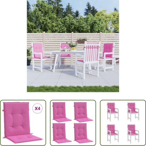 vidaXL Cuscini per patio -  Cuscini per Sedia con Schienale Basso 4 pz Rosa in Tessuto