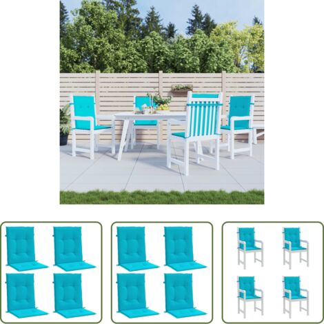 vidaXL Cuscini per patio -  Cuscini per Sedia con Schienale Basso 4 pz Turchese in Tessuto