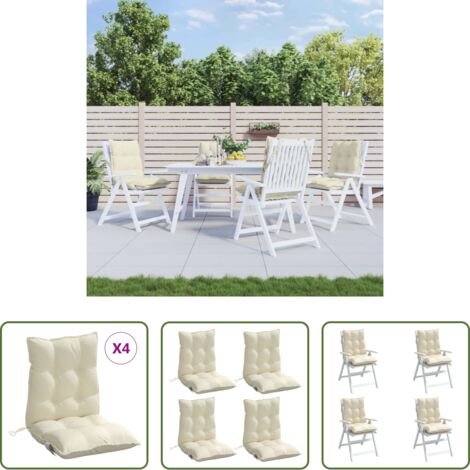 vidaXL Cuscini per patio -  Cuscini per Sedia Schienale Basso 4 pz Crema in Tessuto Oxford