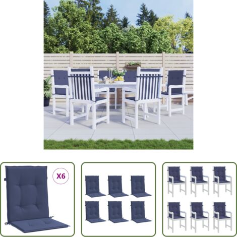 vidaXL Cuscini per patio -  Cuscini Sedia Schienale Basso 6 pz Blu Marino in Tessuto
