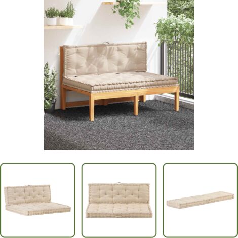 vidaXL Cuscini per pavimento -  Cuscini per Pallet e Pavimento 2 pz in Cotone Beige