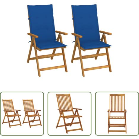 vidaXL Cuscini per sedie -  Sedie da Giardino Reclinabili 2 pz con Cuscini Massello Acacia