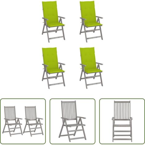vidaXL Cuscini per sedie -  Sedie da Giardino Reclinabili 4 pz con Cuscini Massello Acacia