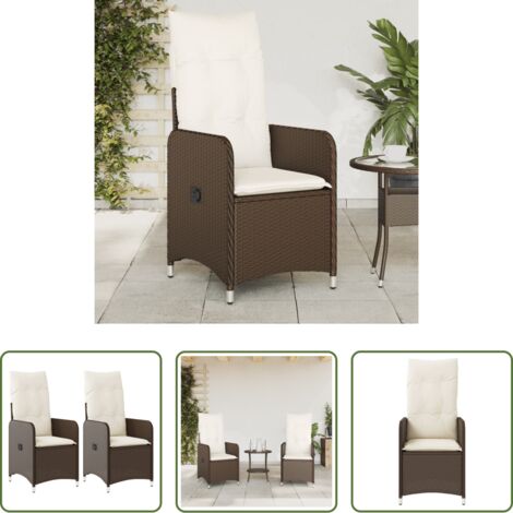 vidaXL Cuscini per sedie -  Sedie Reclinabili Giardino 2pz con Cuscini Marrone Polyrattan