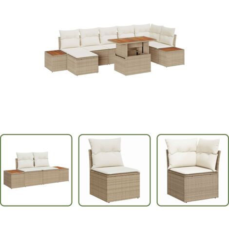 vidaXL Cuscini per sedie -  Set da Pranzo per Giardino con cuscino 8 pcs Beige e Crema