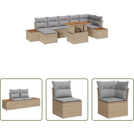 vidaXL Cuscini per sedie -  Set da Pranzo per Giardino con cuscino 8 pcs Beige e grigio