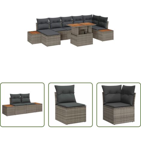 vidaXL Cuscini per sedie -  Set da Pranzo per Giardino con cuscino 8 pcs Grigio e Marrone