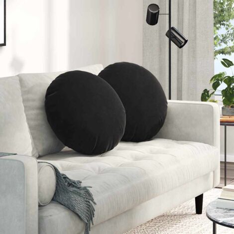 vidaXL Cuscini per Seduta 2 pcs Nero Ø50 x 19 cm Velluto