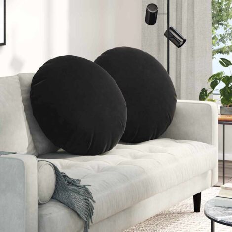 vidaXL Cuscini per Seduta 2 pcs Nero Ø60 x 21 cm Velluto